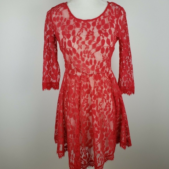 Free People Dresses & Skirts - Free People Pink Sheer Dress 3/4 Sleeve